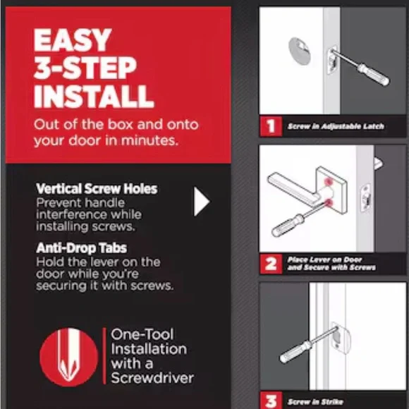 Halifax Passage Door Lever Set with Square Rose 720HFLSQT-514 NIB - Picture 6 of 10